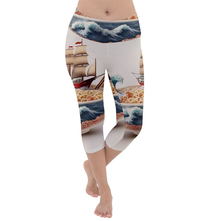 Ai Generated Noodles Pirate Chinese Food Food Lightweight Velour Capri Yoga Leggings