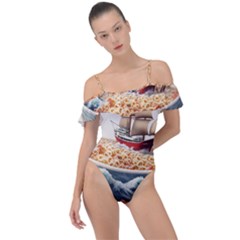 Ai Generated Noodles Pirate Chinese Food Food Frill Detail One Piece Swimsuit by danenraven