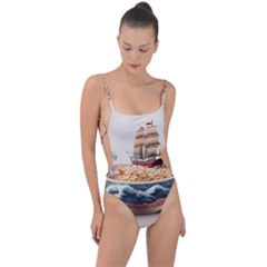 Ai Generated Noodles Pirate Chinese Food Food Tie Strap One Piece Swimsuit by danenraven