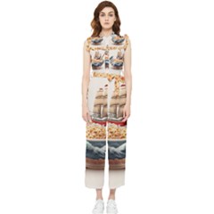 Ai Generated Noodles Pirate Chinese Food Food Women s Frill Top Chiffon Jumpsuit by danenraven