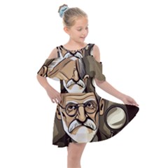 Ai Generated Psychotherapist Psychology Therapy Kids  Shoulder Cutout Chiffon Dress by danenraven