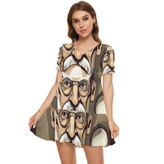 Ai Generated Psychotherapist Psychology Therapy Tiered Short Sleeve Babydoll Dress by danenraven