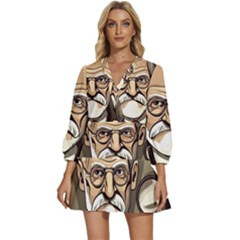 Ai Generated Psychotherapist Psychology Therapy V-neck Placket Mini Dress by danenraven