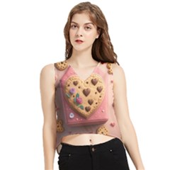 Cookies Valentine Heart Holiday Gift Love V-neck Cropped Tank Top by danenraven