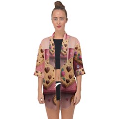 Cookies Valentine Heart Holiday Gift Love Open Front Chiffon Kimono by danenraven