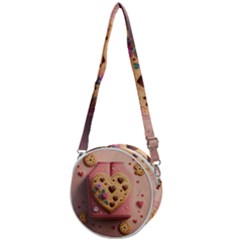 Cookies Valentine Heart Holiday Gift Love Crossbody Circle Bag by danenraven