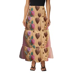 Cookies Valentine Heart Holiday Gift Love Tiered Ruffle Maxi Skirt