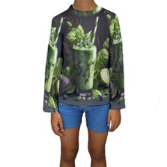 Ai Generated Drink Spinach Smooth Apple Ginger Kids  Long Sleeve Swimwear by danenraven