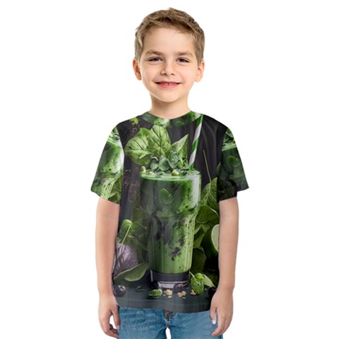 Ai Generated Drink Spinach Smooth Apple Ginger Kids  Sport Mesh Tee by danenraven