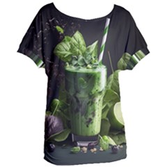 Ai Generated Drink Spinach Smooth Apple Ginger Women s Oversized Tee by danenraven