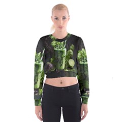 Ai Generated Drink Spinach Smooth Apple Ginger Cropped Sweatshirt by danenraven