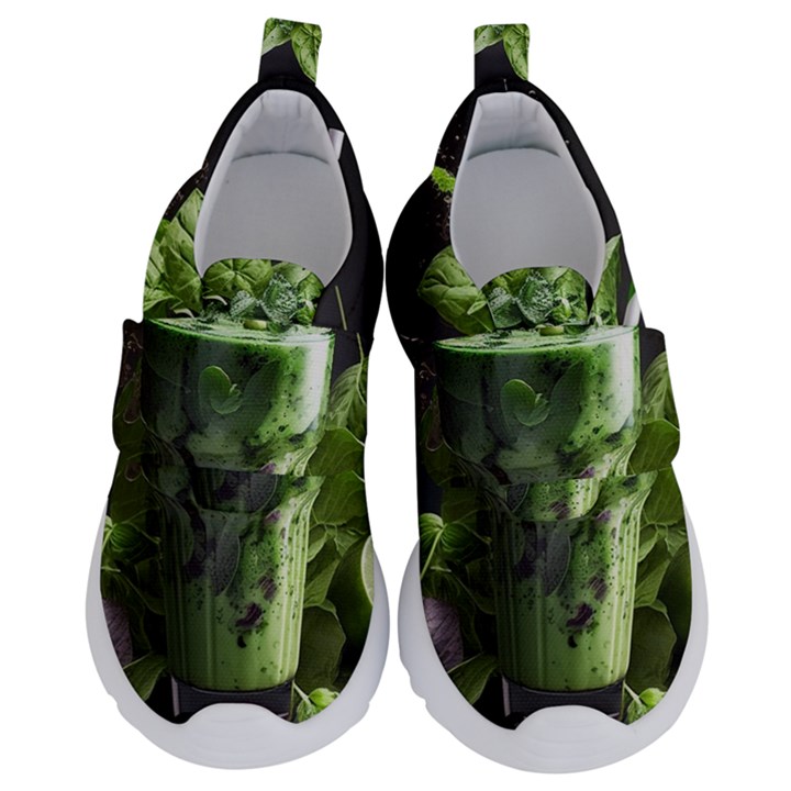 Ai Generated Drink Spinach Smooth Apple Ginger Kids  Velcro No Lace Shoes