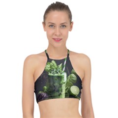 Ai Generated Drink Spinach Smooth Apple Ginger Racer Front Bikini Top by danenraven