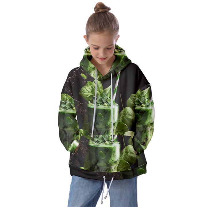 Ai Generated Drink Spinach Smooth Apple Ginger Kids  Oversized Hoodie