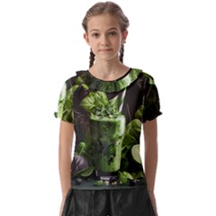 Ai Generated Drink Spinach Smooth Apple Ginger Kids  Frill Chiffon Blouse by danenraven