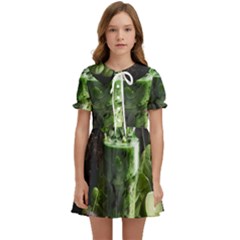 Ai Generated Drink Spinach Smooth Apple Ginger Kids  Sweet Collar Dress by danenraven