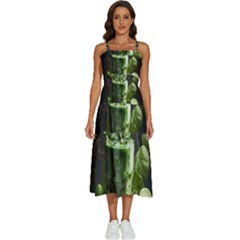 Ai Generated Drink Spinach Smooth Apple Ginger Sleeveless Shoulder Straps Boho Dress by danenraven