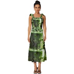 Ai Generated Drink Spinach Smooth Apple Ginger Tie-strap Tiered Midi Chiffon Dress by danenraven