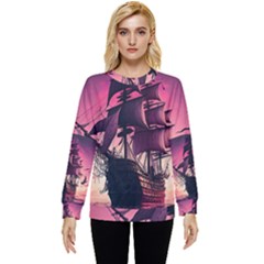 Ship Pirate Adventure Landscape Ocean Sun Heaven Hidden Pocket Sweatshirt by danenraven