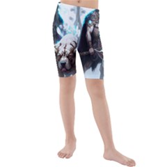 Ai Generated Viking God Fantasy Dog Norse Man Kids  Mid Length Swim Shorts by danenraven