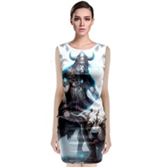 Ai Generated Viking God Fantasy Dog Norse Man Classic Sleeveless Midi Dress by danenraven