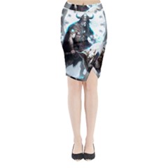 Ai Generated Viking God Fantasy Dog Norse Man Midi Wrap Pencil Skirt by danenraven