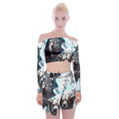 Ai Generated Viking God Fantasy Dog Norse Man Off Shoulder Top With Mini Skirt Set by danenraven