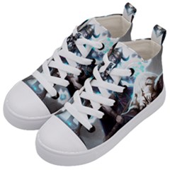 Ai Generated Viking God Fantasy Dog Norse Man Kids  Mid-top Canvas Sneakers by danenraven