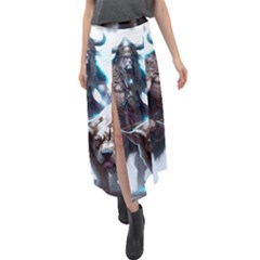 Ai Generated Viking God Fantasy Dog Norse Man Velour Split Maxi Skirt by danenraven