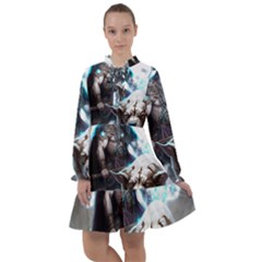 Ai Generated Viking God Fantasy Dog Norse Man All Frills Chiffon Dress by danenraven