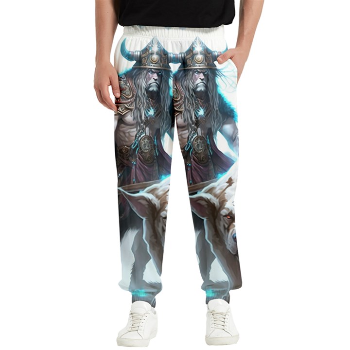 Ai Generated Viking God Fantasy Dog Norse Man Men s Elastic Waist Pants