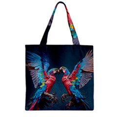 Birds Parrots Love Ornithology Species Fauna Zipper Grocery Tote Bag by danenraven