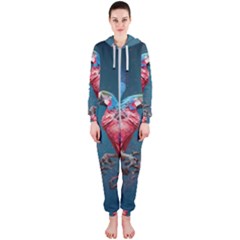 Birds Parrots Love Ornithology Species Fauna Hooded Jumpsuit (ladies)