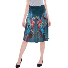 Birds Parrots Love Ornithology Species Fauna Midi Beach Skirt by danenraven