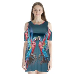 Birds Parrots Love Ornithology Species Fauna Shoulder Cutout Velvet One Piece