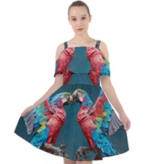 Birds Parrots Love Ornithology Species Fauna Cut Out Shoulders Chiffon Dress by danenraven