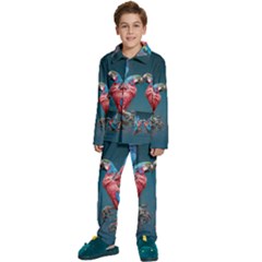 Birds Parrots Love Ornithology Species Fauna Kids  Long Sleeve Velvet Pajamas Set by danenraven