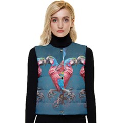 Birds Parrots Love Ornithology Species Fauna Women s Short Button Up Puffer Vest by danenraven