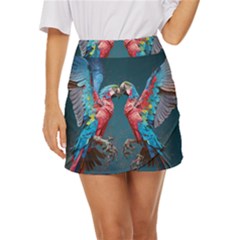 Birds Parrots Love Ornithology Species Fauna Mini Front Wrap Skirt by danenraven