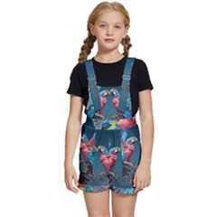 Birds Parrots Love Ornithology Species Fauna Kids  Short Overalls by danenraven