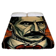 Ai Generated Nikola Tesla Tesla Nikolas Electricity Fitted Sheet (queen Size) by danenraven