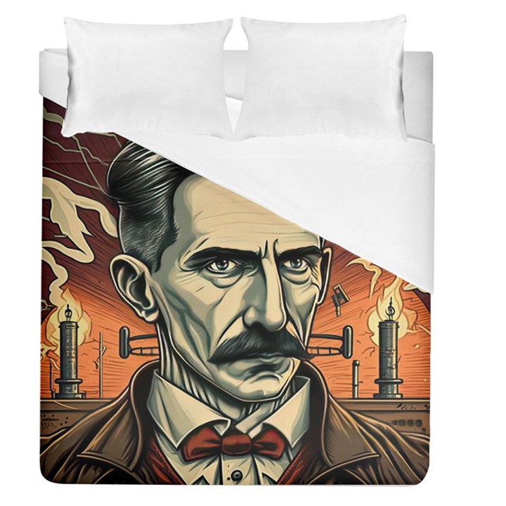 Ai Generated Nikola Tesla Tesla Nikolas Electricity Duvet Cover (Queen Size)