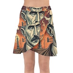 Ai Generated Nikola Tesla Tesla Nikolas Electricity Wrap Front Skirt by danenraven