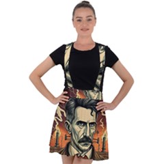 Ai Generated Nikola Tesla Tesla Nikolas Electricity Velvet Suspender Skater Skirt by danenraven