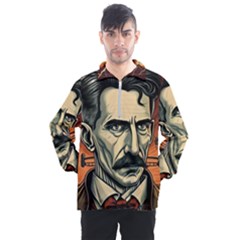 Ai Generated Nikola Tesla Tesla Nikolas Electricity Men s Half Zip Pullover by danenraven