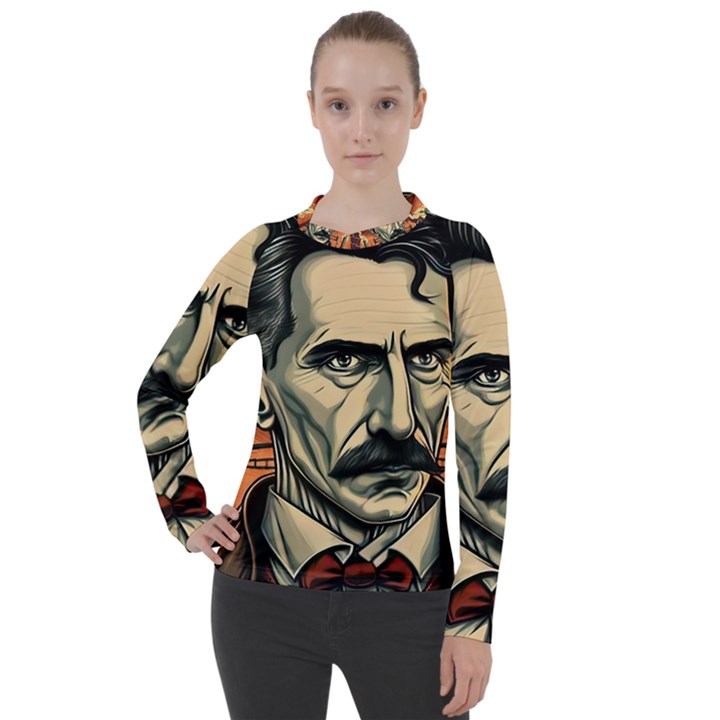 Ai Generated Nikola Tesla Tesla Nikolas Electricity Women s Pique Long Sleeve Tee