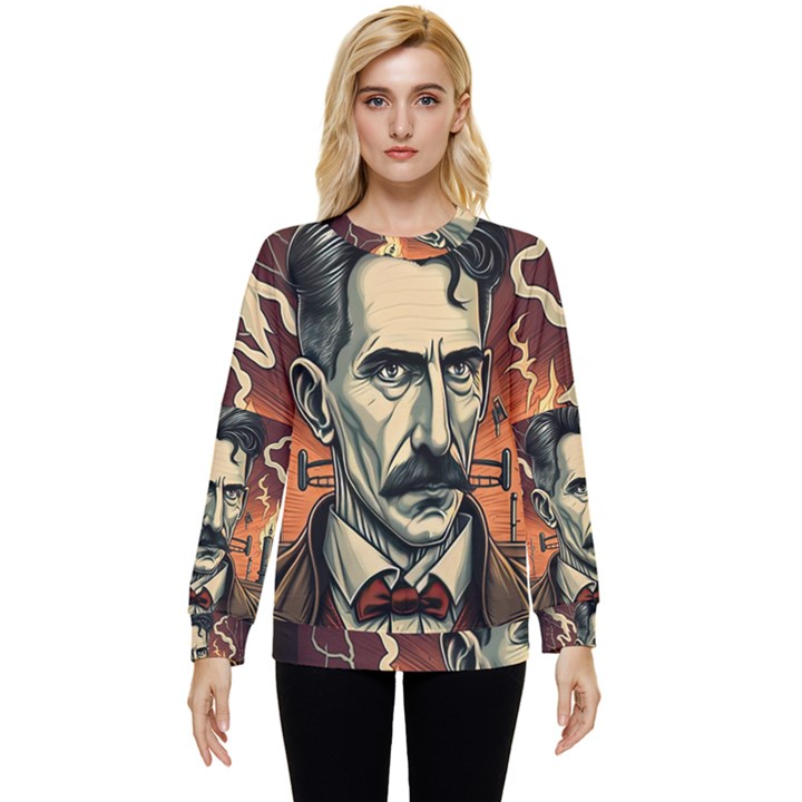 Ai Generated Nikola Tesla Tesla Nikolas Electricity Hidden Pocket Sweatshirt