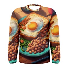 Ai Generated Breakfast Egg Beans Toast Plate Men s Long Sleeve Tee by danenraven