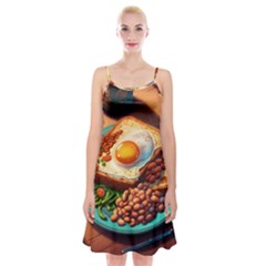 Ai Generated Breakfast Egg Beans Toast Plate Spaghetti Strap Velvet Dress