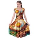 Ai Generated Breakfast Egg Beans Toast Plate Cap Sleeve Wrap Front Dress View1